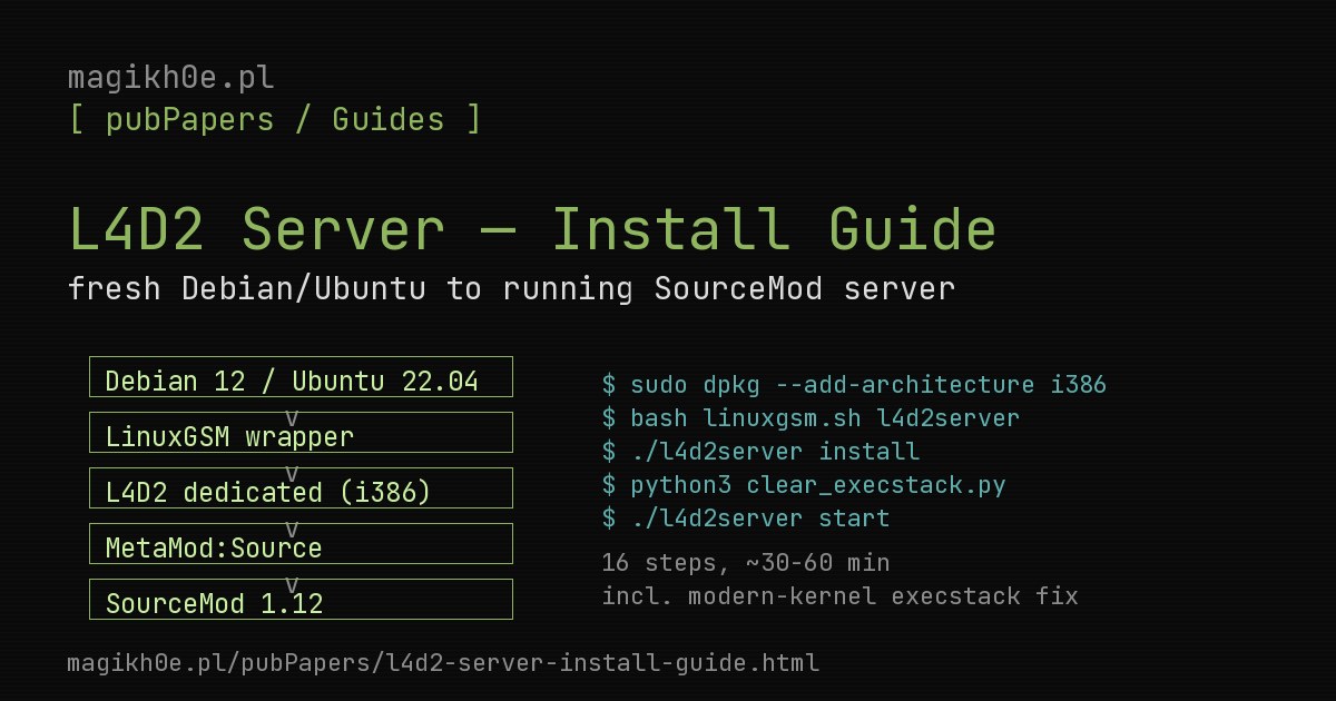 L4D2 Dedicated Server — Linux Install Guide — magikh0e.pl